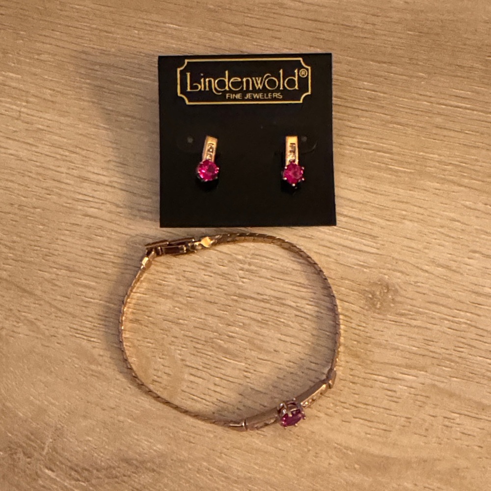 Linden Pink Gemstone Earrings and Bracelet Set